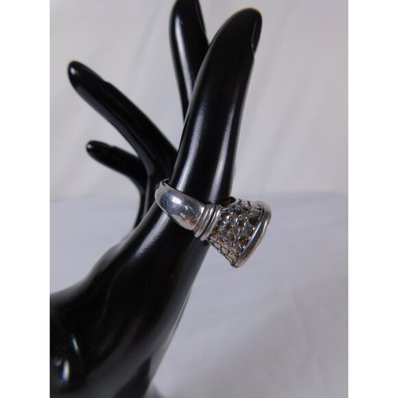 Statement Sterling Silver Ring Large Cushion Cut Clear Stone Womens Size 8 Jewel - Picture 4 of 11